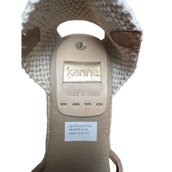 Kanna Taupe Espadrille Suede Sandals Jute Wedge 2 1/2" Heel Ankle Strap US 7 - Picture 4 of 8